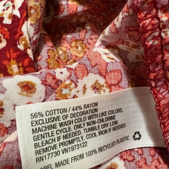 Universal Thread Red Floral Tie-Neck Long-Sleeve Blouse Size XL - Picture 6 of 6